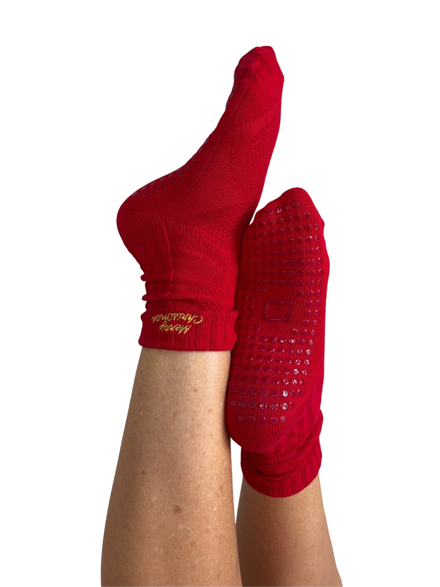 Merry Christmas (Red) Slouch Crew Grip Socks