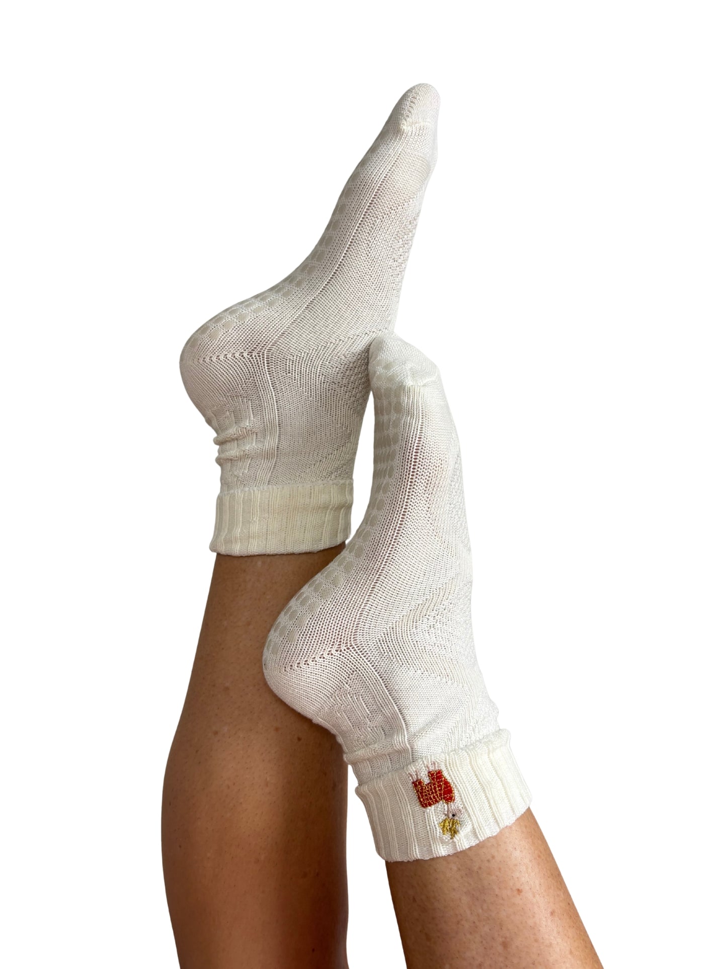 Reindeer (Butter Cream) Slouch Crew Grip Socks