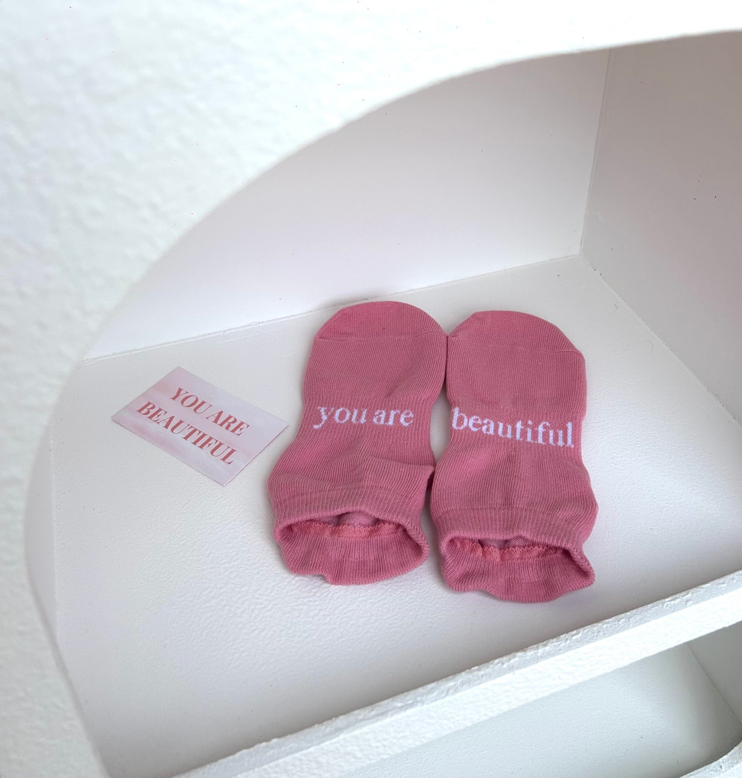 ‘you are beautiful’ (Pink) Grip Socks