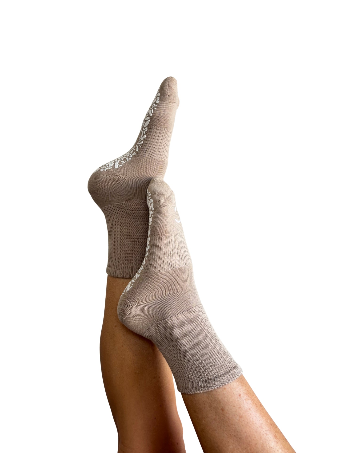 Diabetic Friendly Therapeutic Crew Grip Socks (Beige)