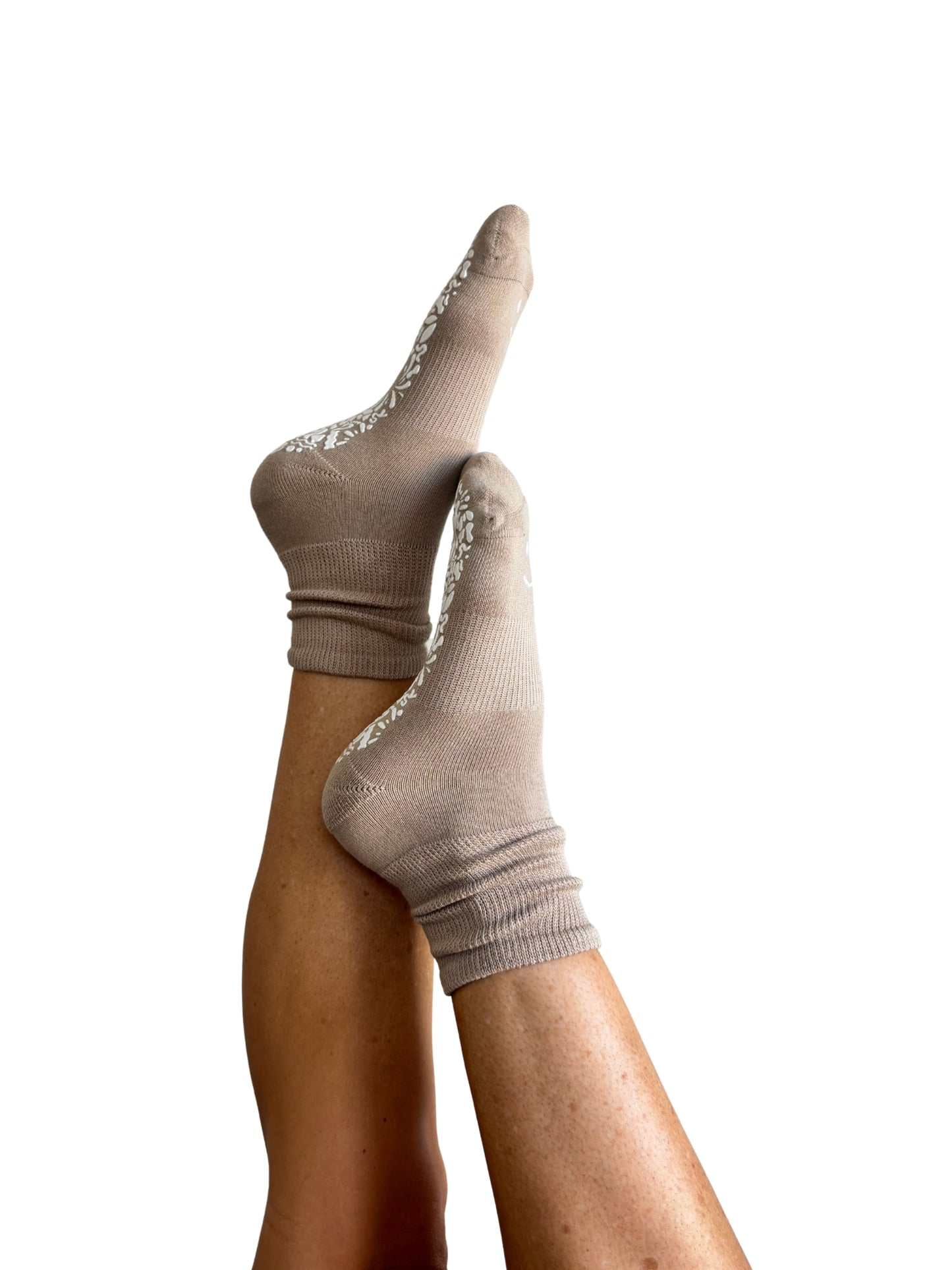 Diabetic Friendly Therapeutic Crew Grip Socks (Beige)