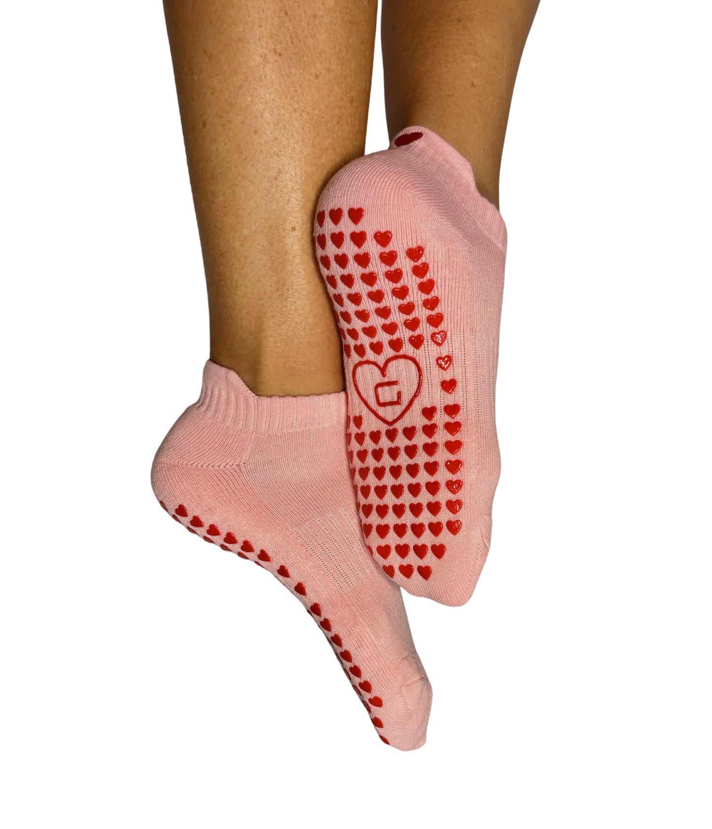Loved Up Low Rise Grip Socks (Soft Pink&Ruby Red)