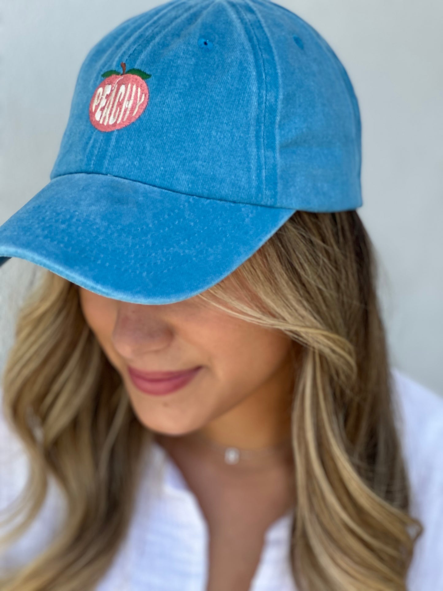 Peachy Cap — Light Blue Washed Denim