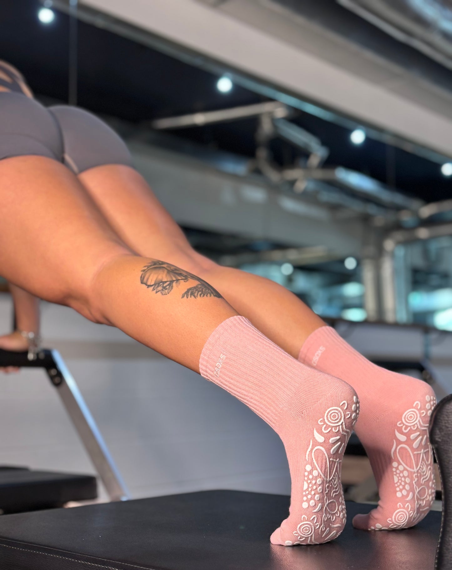 Pink Crew Style Grip Socks