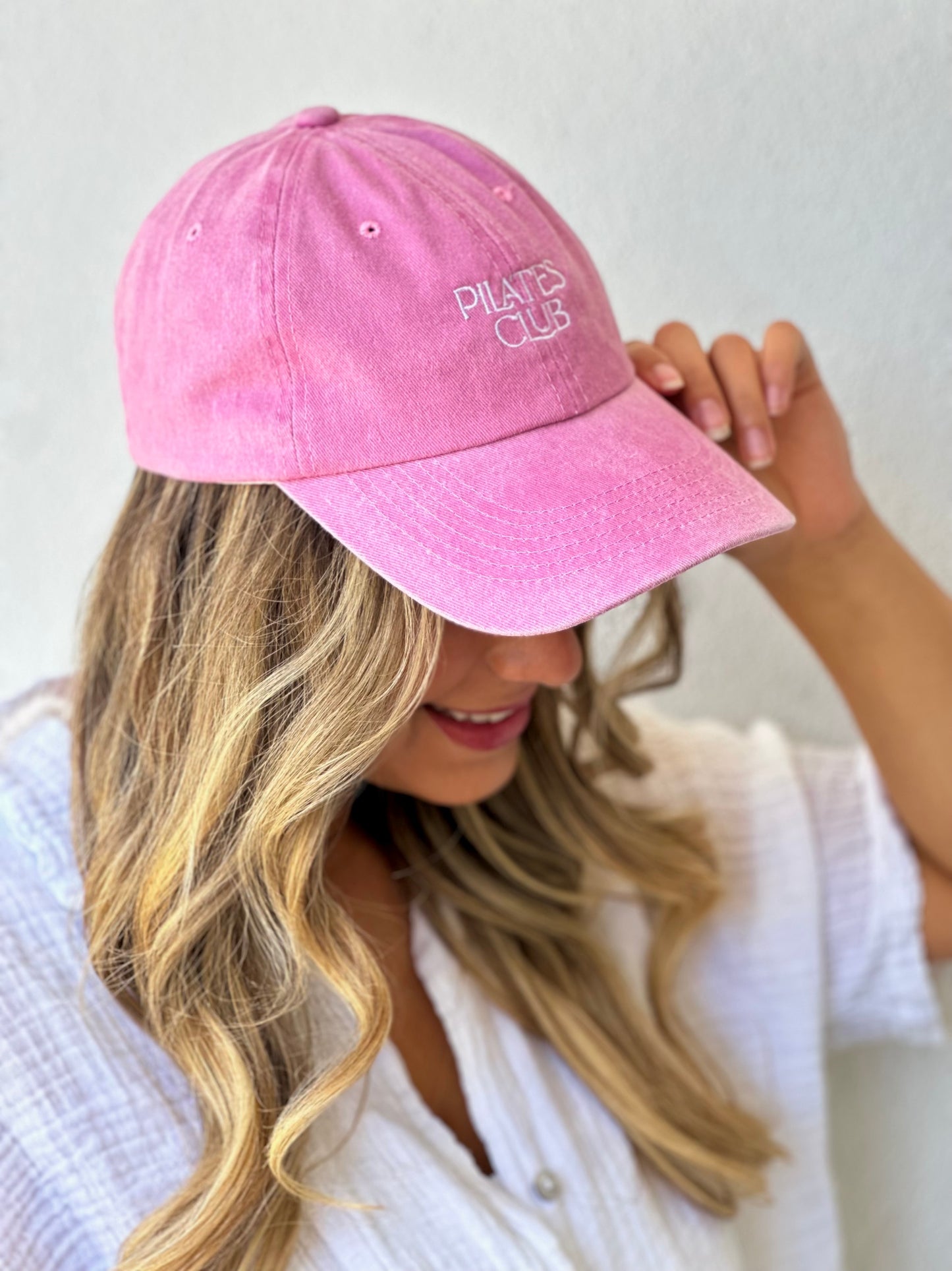 Pilates Club Cap — Light Pink Washed Denim