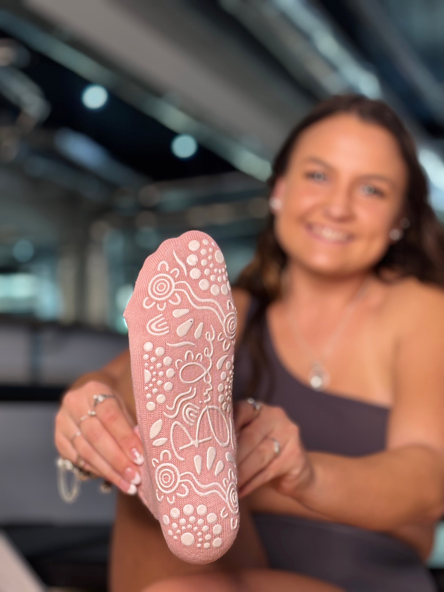 Pink Crew Style Grip Socks