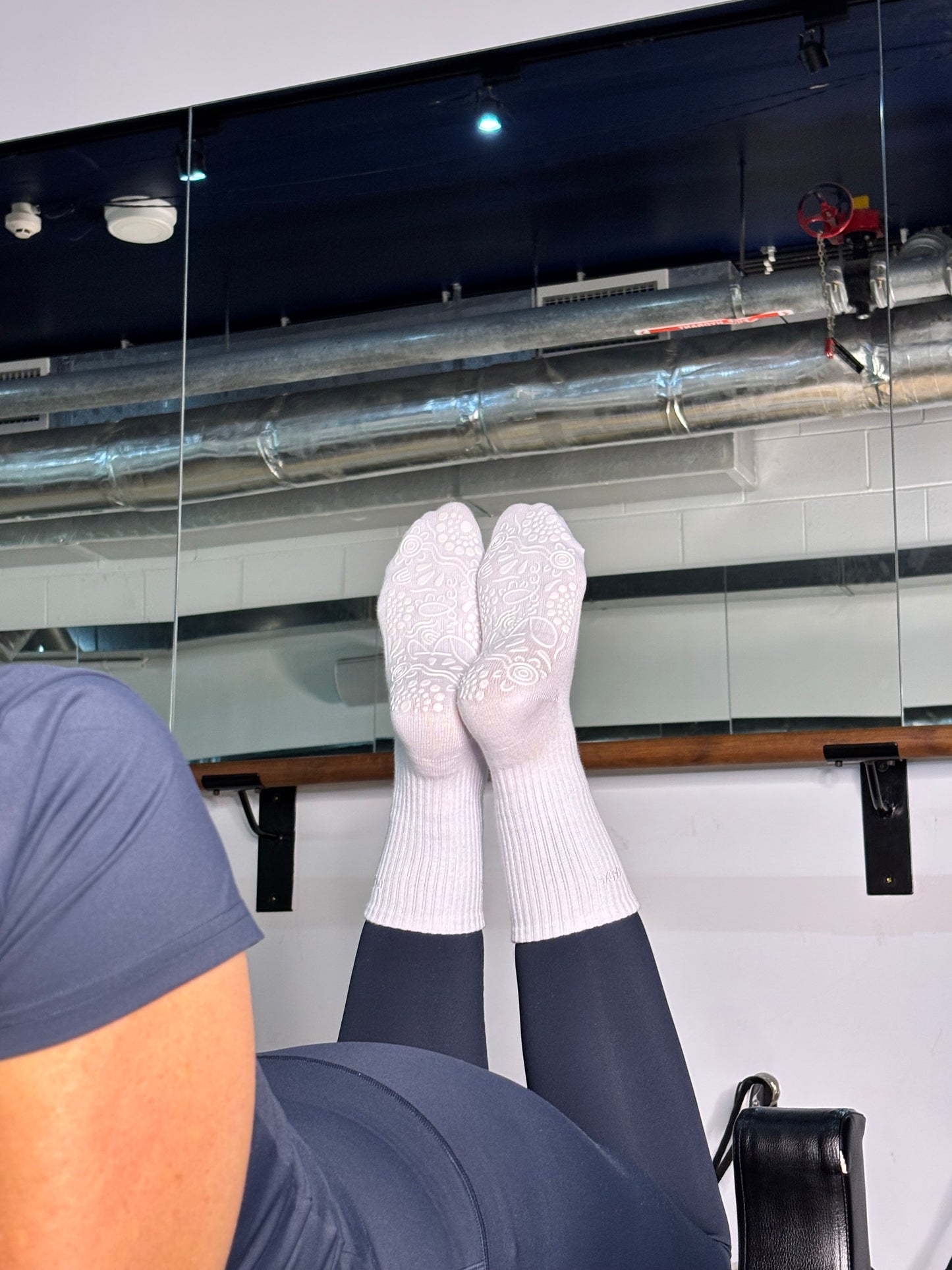 White Crew Style Grip Socks