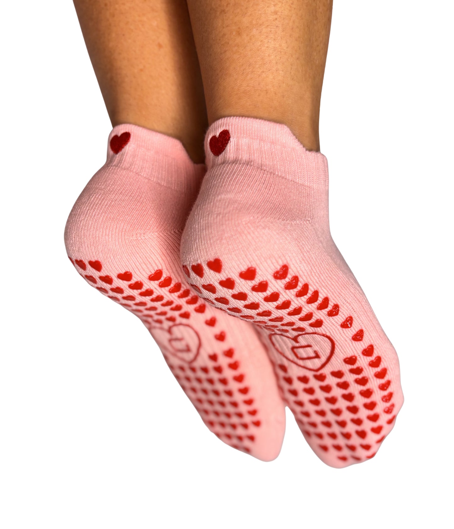 Loved Up Low Rise Grip Socks (Soft Pink&Ruby Red)
