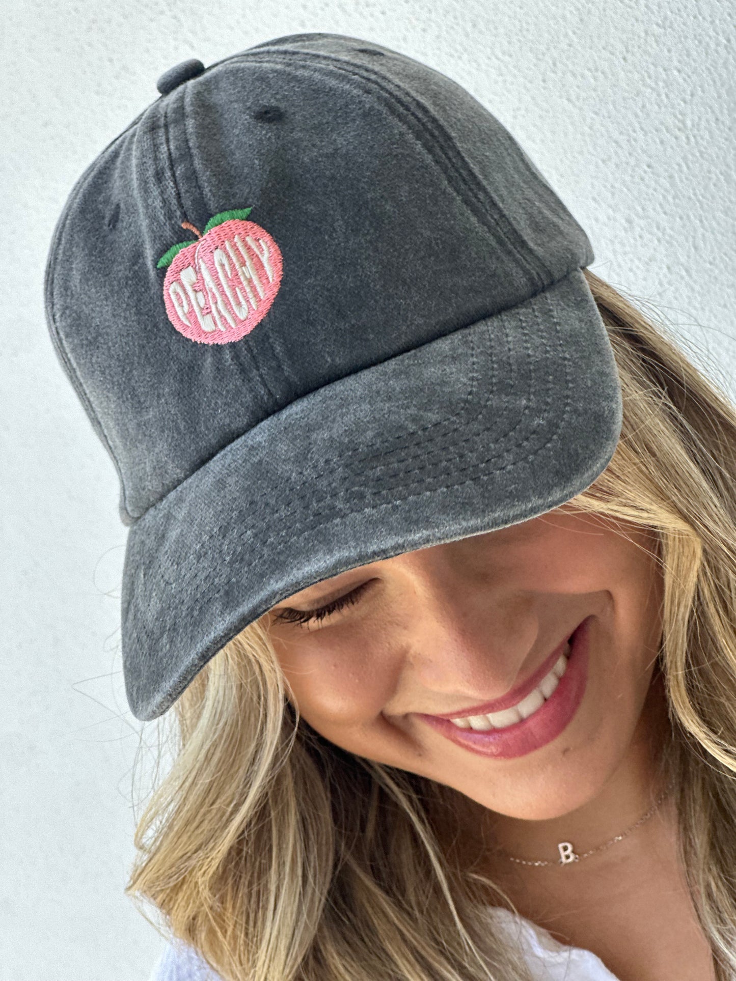 Peachy Cap — Black Washed Denim