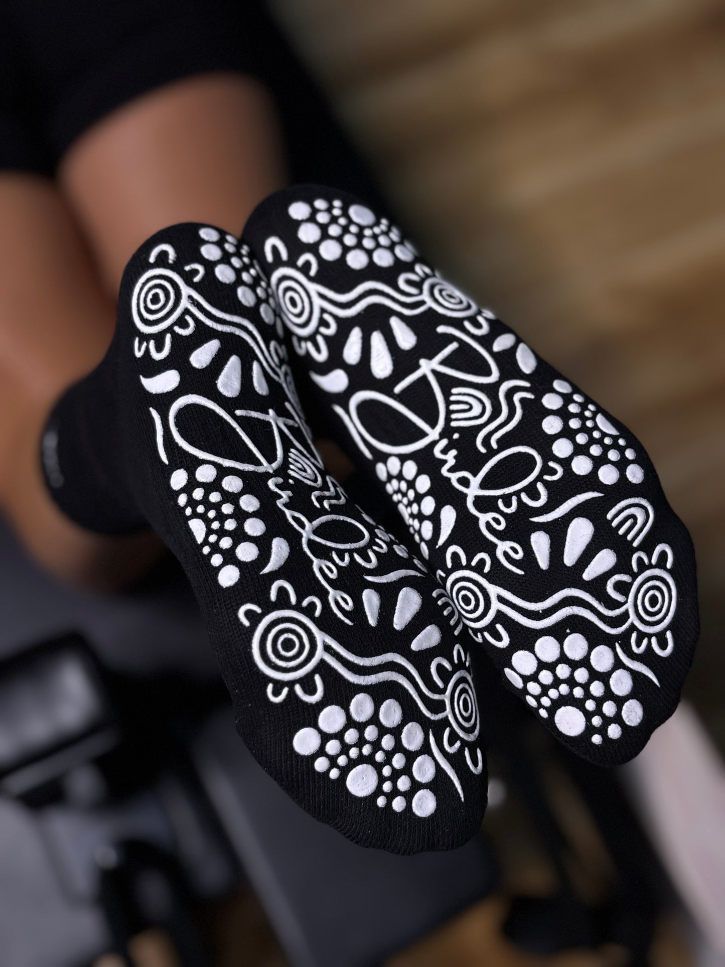 Black Crew Style Grip Socks