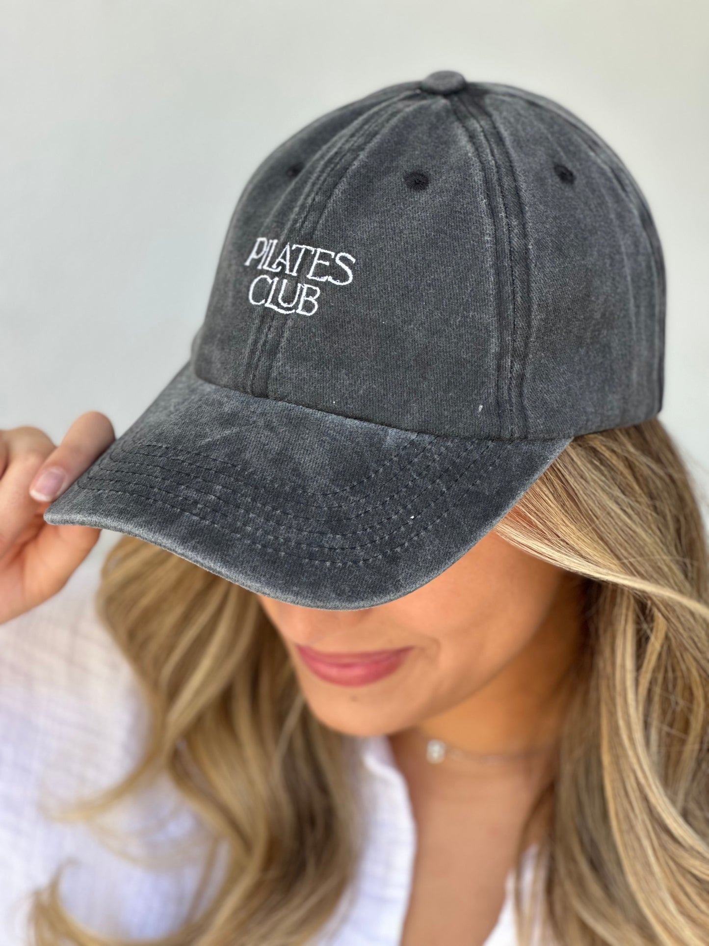 Pilates Club Cap — Black Washed Denim