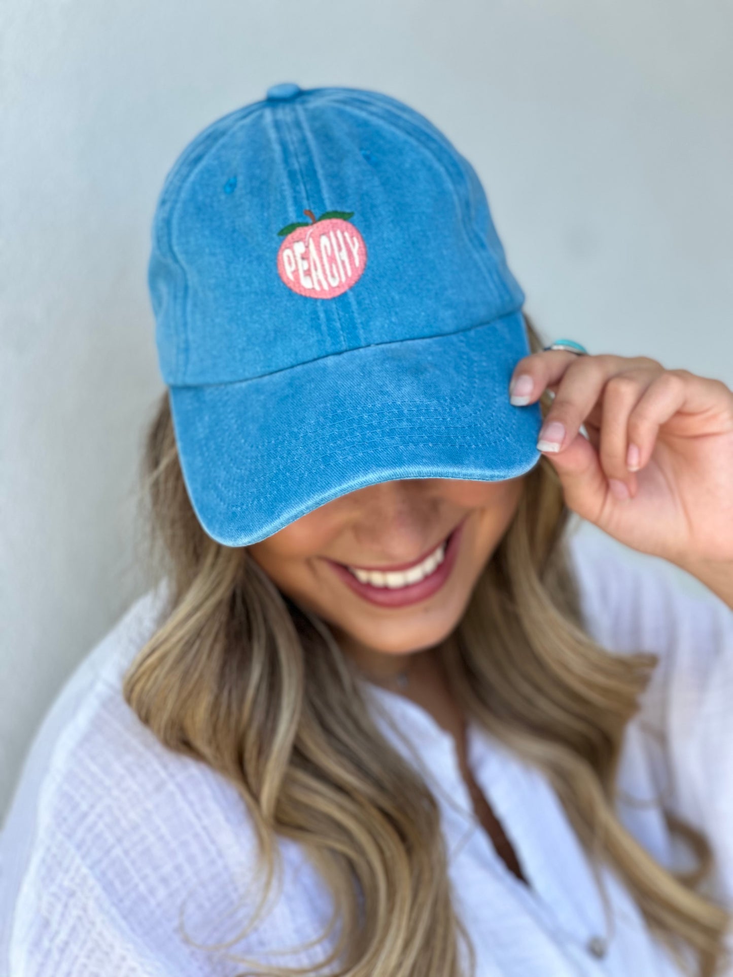 Peachy Cap — Light Blue Washed Denim
